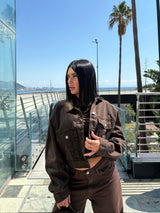 GIACCA DENIM JUSTWEST BROWN