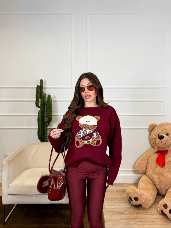 MAGLIONCINO TEDDY BORDEAUX