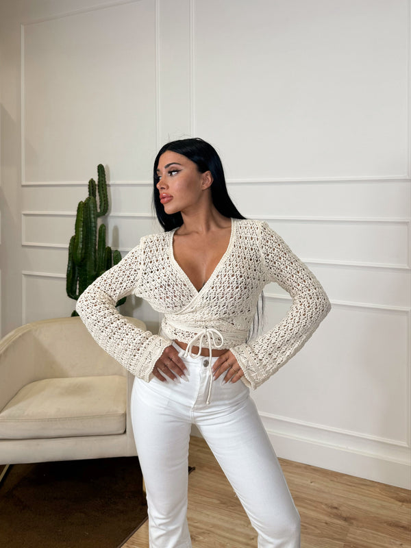 INCROCIATINA IN FILO BEIGE